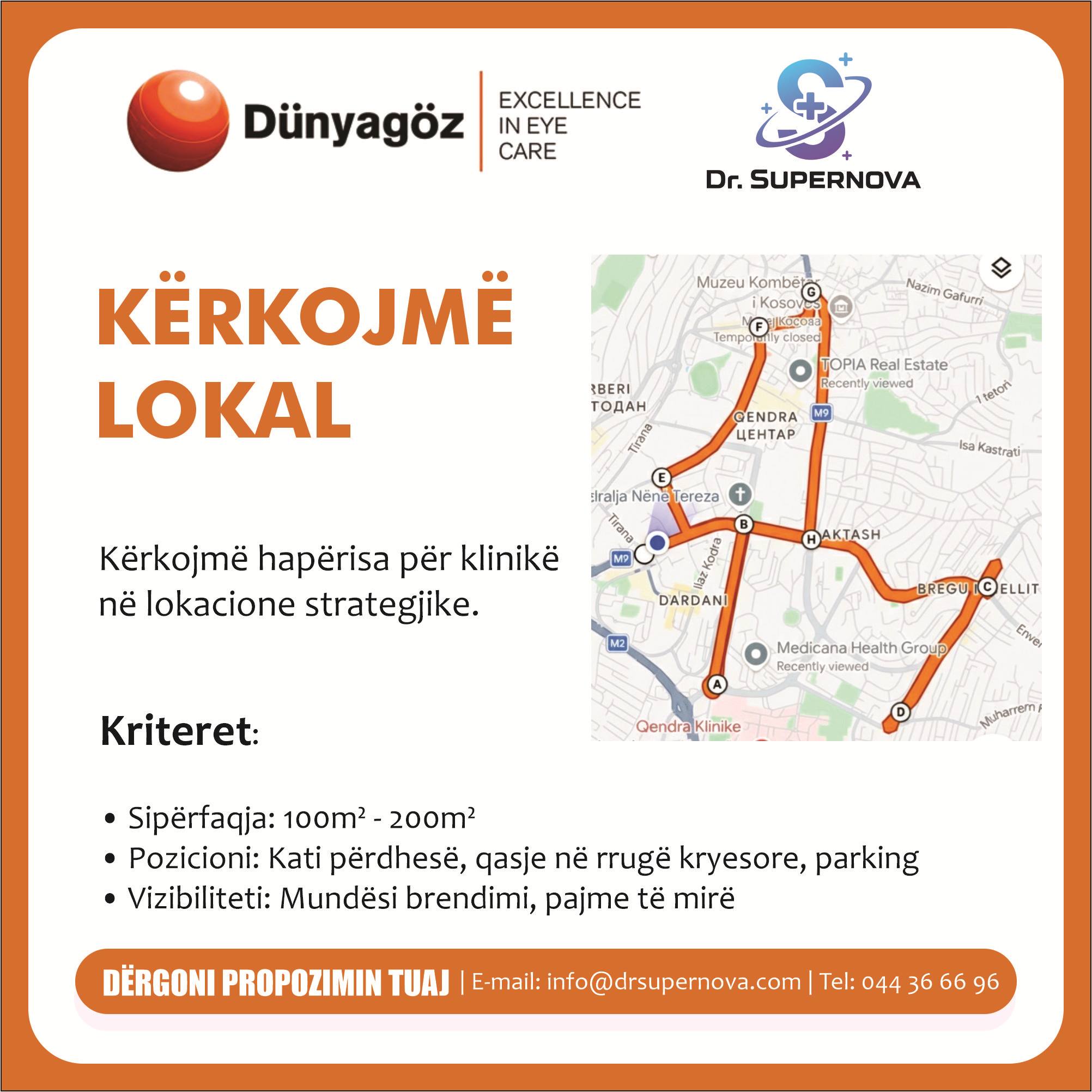 Kërkojmë lokal për klinikën e parë të Dünyagöz në Ballkan – Prishtinë